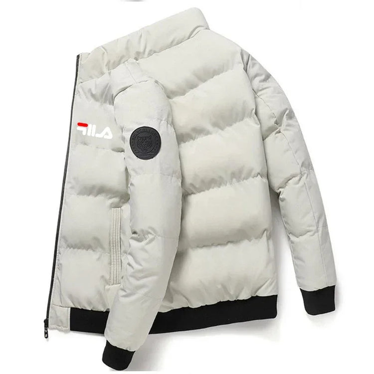 Short Thick Warm Jacket Men Fall Winter Printed Zip Windproof Outdoor Casual Outerwear M-5XL