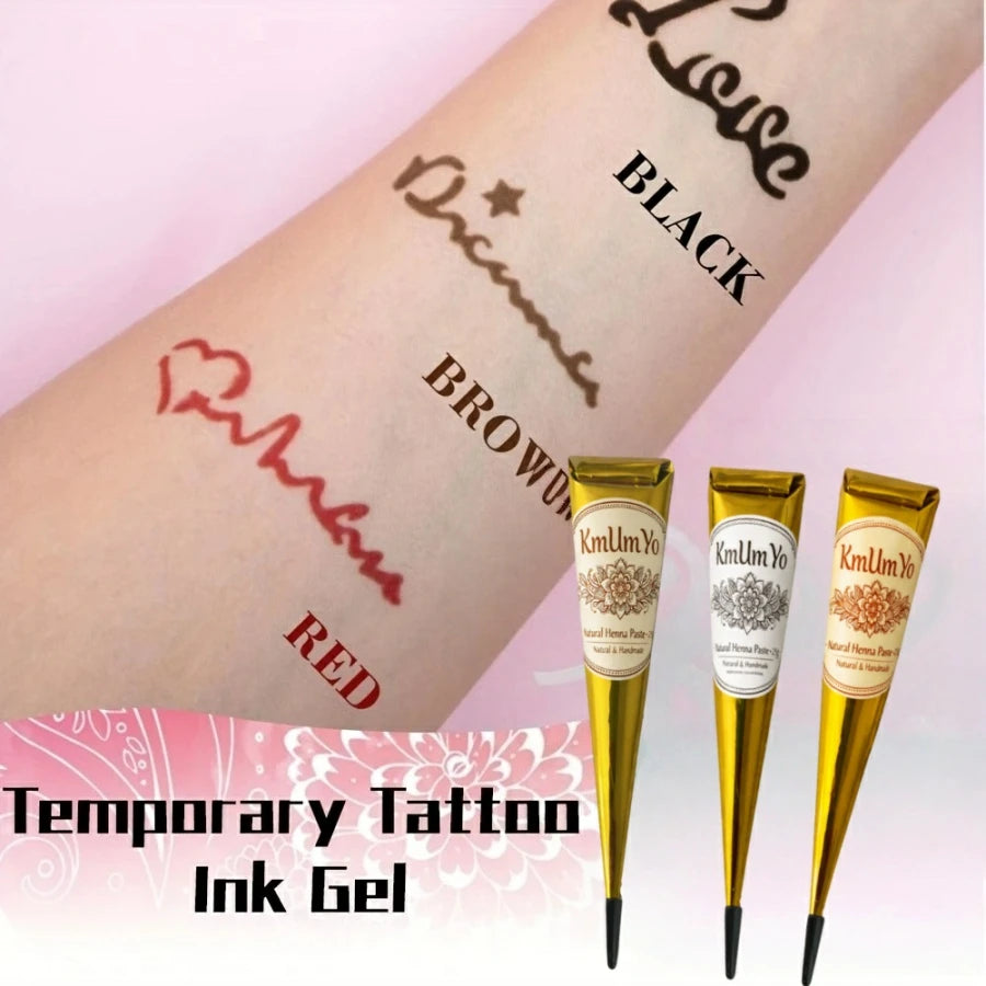 1/3pcs Henna Cone, Brown, Black, Red, Temporary Henna Tattoo, Semi-Permanent Henna Art,Mehendi Art