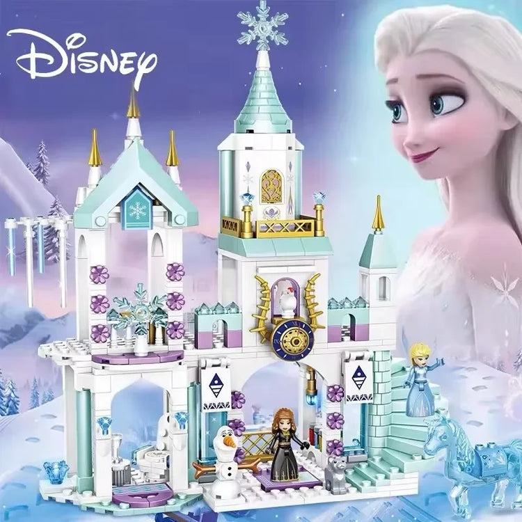 Disney Frozen Princess Snow Castle Building Blocks Toys Sets Movies Educational Assembled Toys DIY Gifts For Girls