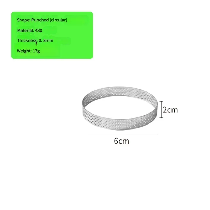 10PCS Round Stainless Steel Tart Ring Heat-Resistant Perforated Molds DIY Mousse Fruit Pie Tartlet Doughnut Mold Kitchen Tools