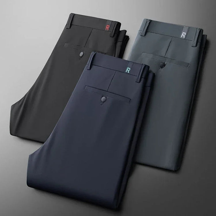 2024 New Thin Men Brand Business Causal Suit Pants Straight Slim Soft Fabric Trouser Spring Summer Elegant Popular Male Clothes  Factory Bulk Wholesale Affordable Denim Pants, Casual Loose Washed Long Trousers  Factory Wholes