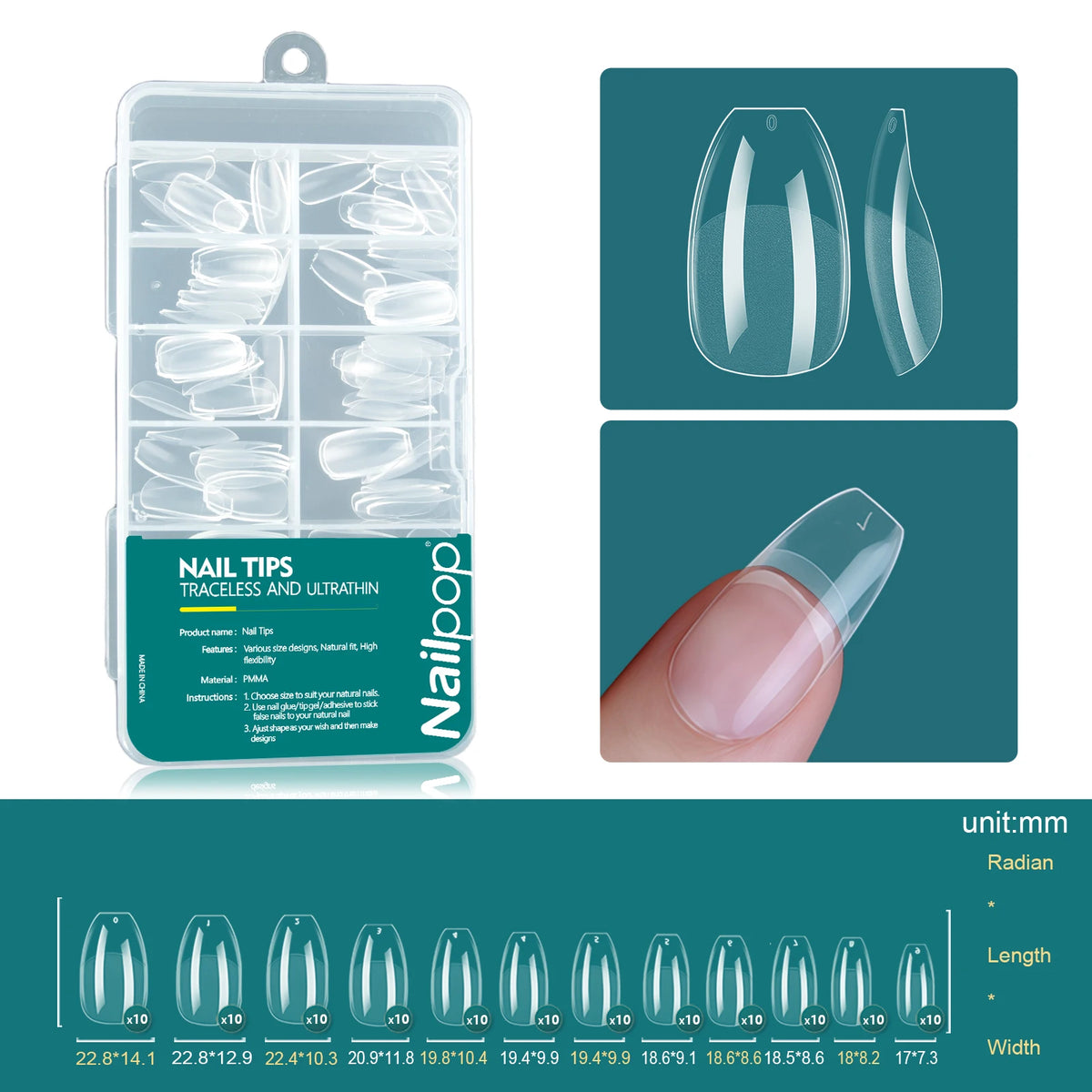 Nailpop 120pcs Acrylic Nails Fake Capsule Short Almond Coffin Square Artificial Nail Extension Soft Gel Tips Accessories Tools