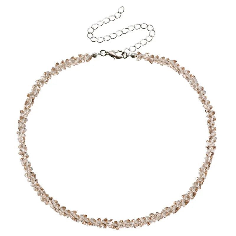 Transparent Crystal Irregular Beaded Choker Necklace for Women Korean Collarbone Clavicle Chain on the Neck Collar Jewelry