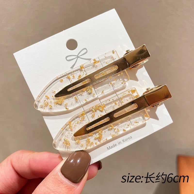 2pcs Simple Sakura Pink Seamless Hair Clip Women Acetate Sheet No Bend Bangs Clip Duckbill Clip Hairpins Hair Styling Tool