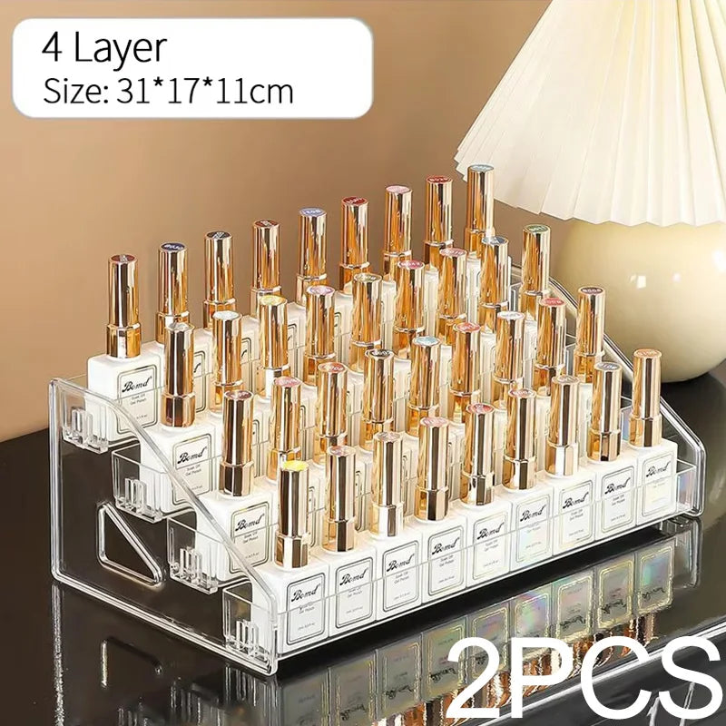 3/4/5/6/7 Layers Acrylic Nail Polish Display Rack Transparent Cosmetic Organizer Multi-layer Simple Mounting Rack Stand Holder