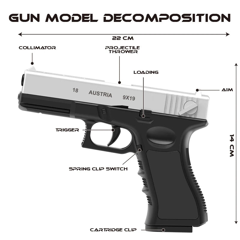 2025. toy gun G18. Hand loaded soft bullet toy air gun CS outdoor shooting game Adult toy gun