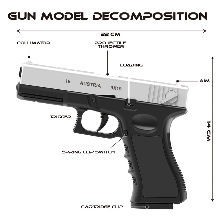 2025. toy gun G18. Hand loaded soft bullet toy air gun CS outdoor shooting game Adult toy gun