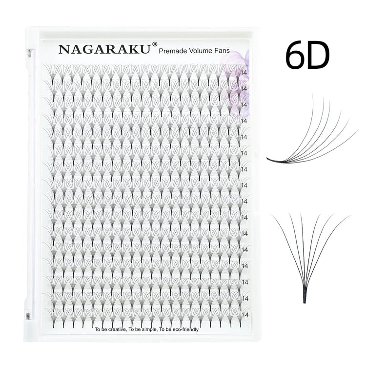 NAGARAKU 320fans Premade Fans Eyelash Extensions All Sizes Pointy Base Volume Sharp Narrow Stem 9-14mm Mix Clusters
