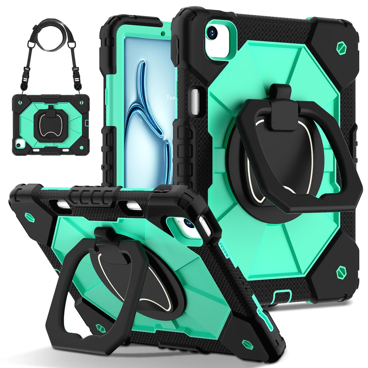 Armor Stand Shockproof Tablet Case For iPad Air 5 Air 6 A16 11th M3 Pro 11 12.9 13 10 Gen 10.5 10.2 9th 8th 6th 5th 9.7 Mini 7 6