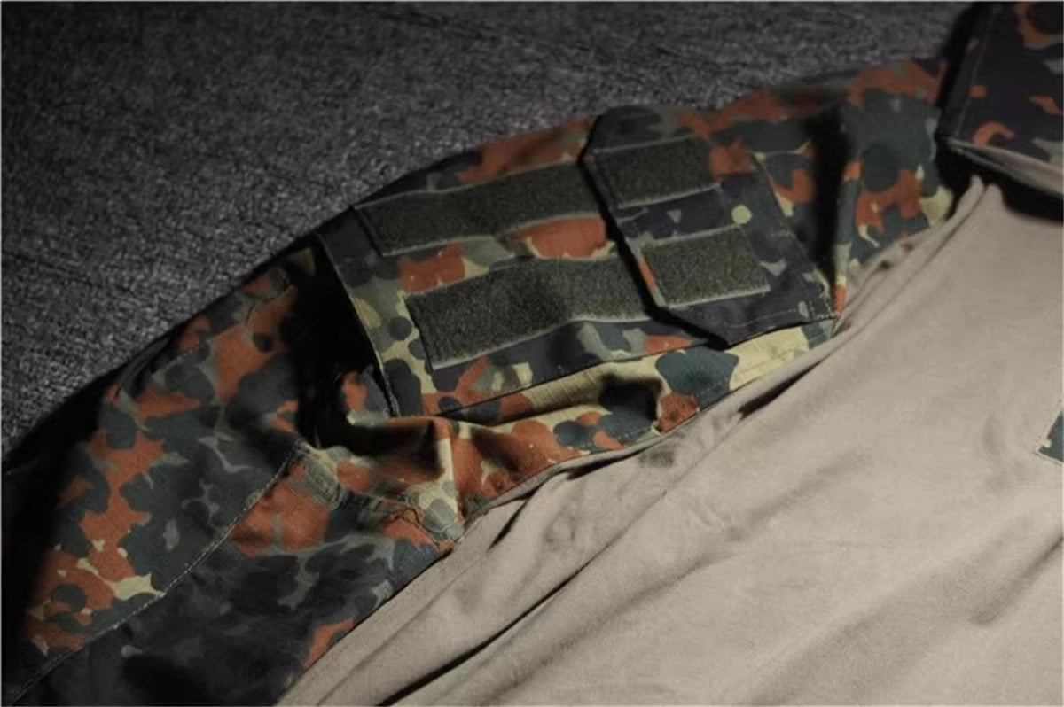 GEN3 Flecktarn Training Tactical Frog Skin G3 Battle Frog Suit Long Sleeved+Long Pants Combat Hunting Breathable Clothes