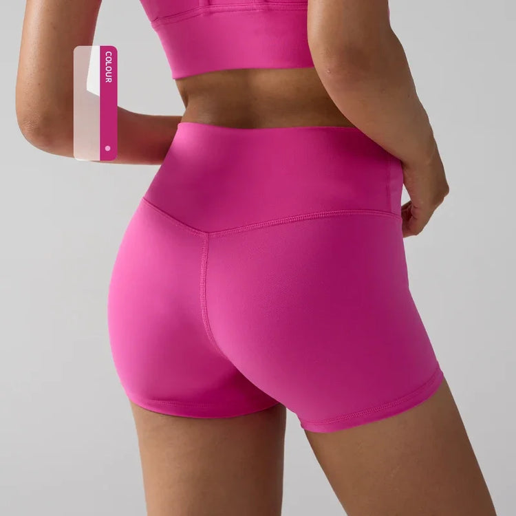 Solid Color High-Waisted Yoga Shorts for Women Quick Dry Breathable Fitness Sport Running Cycling Leggings