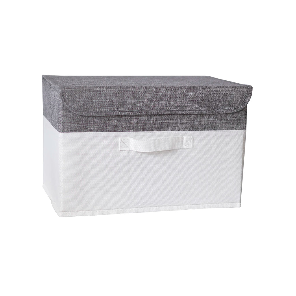 Washable Cotton Linen Fabric Folding CD Storage Box Foldable Bins Toys Organizer With Lid Storage Basket Laundry Basket