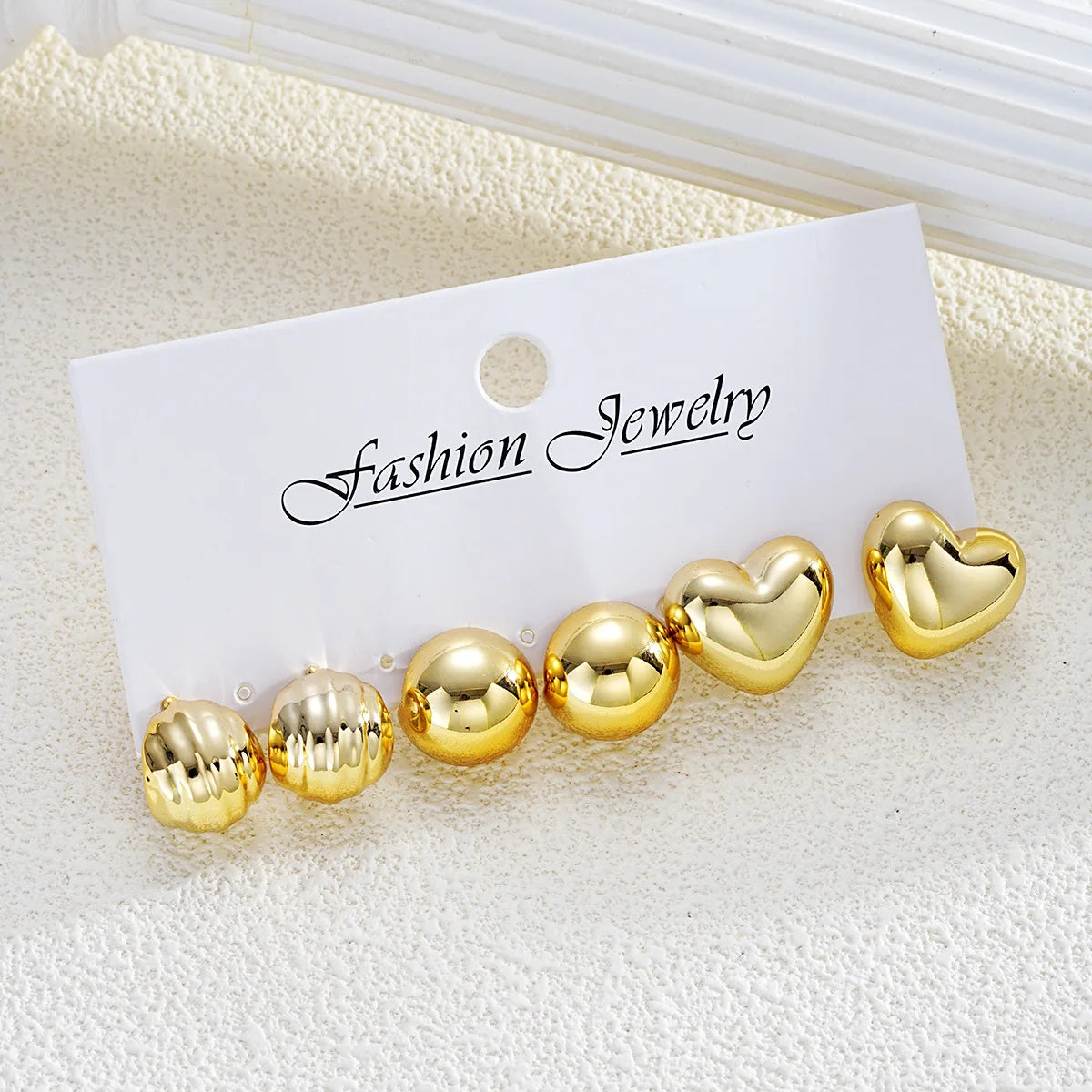 LATS 6pcs/set Chunky Gold Plated Vintage Minimalist Smooth Circle Hoop Earring Set for Women Bohemia Fashion Jewelry Gifts