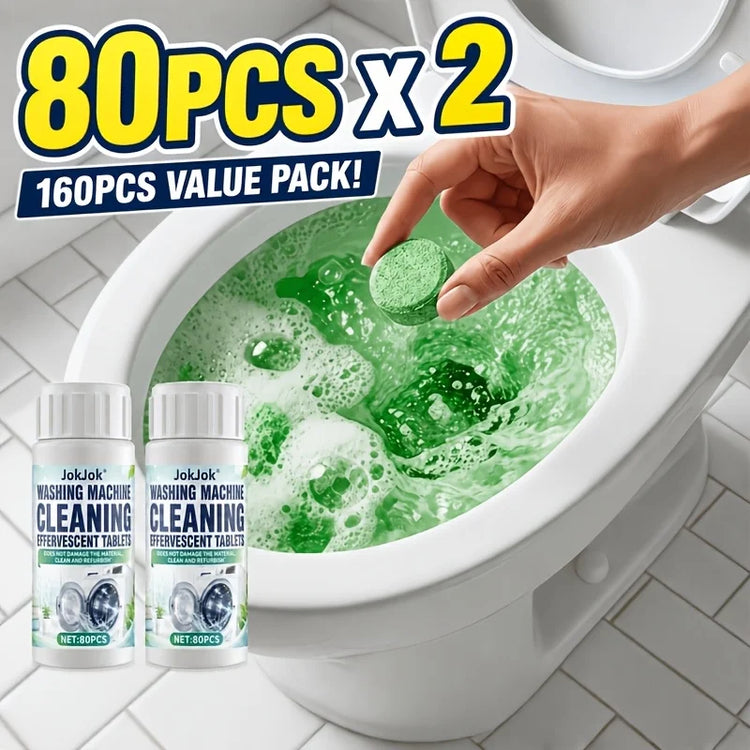 2-Pack Multipurpose Cleaning Tablets 160 Tablets per Pack Deep Clean Stain Removal Odor Elimination for Household Washing Machines & Toilets