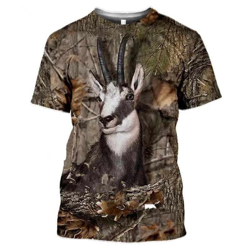 New Camouflage Rabbit Hunting 3d T-shirt Summer Casual Men's T Shirts New Fashion Street Women's Short Sleeve Tops Male Clothing