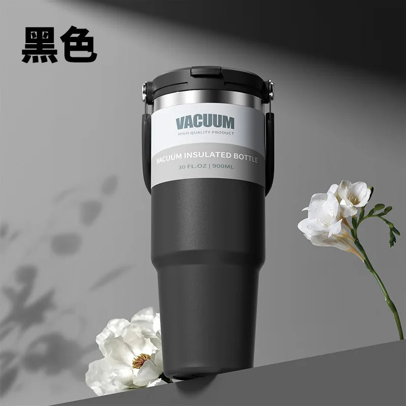 Car Thermal Mug Extra Large Capacity 900/1200ml Stainless Steel VacuumThermal Mug Handheld Portable Outdoor&Sport Water Cup