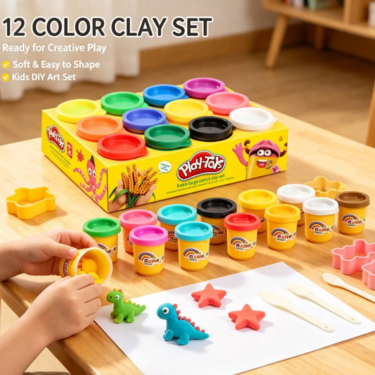 12 Colors Canned Kids Playdough Set Large Capacity Colorful Clay Children Early Education Creative DIY Craft Handmade Toys Clay
