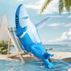 Christmas Cute Unique Standing Blue Shark Design Inflatable Suit, Halloween Play Inflatable Costume Props Shark Inflatable Suit