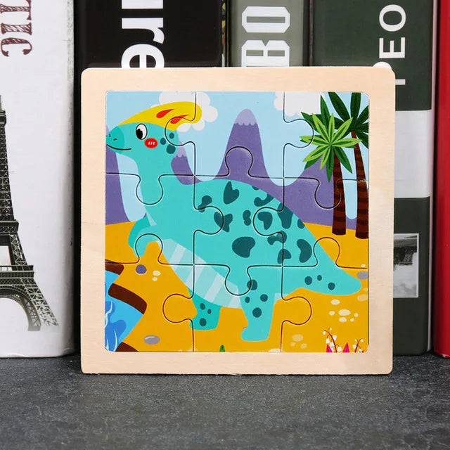 11*11cm 3D Wooden Puzzle Baby Toys Cartoon Animal Traffic Tangram Jigsaw Puzzle Early Learning Educational Toys for Children