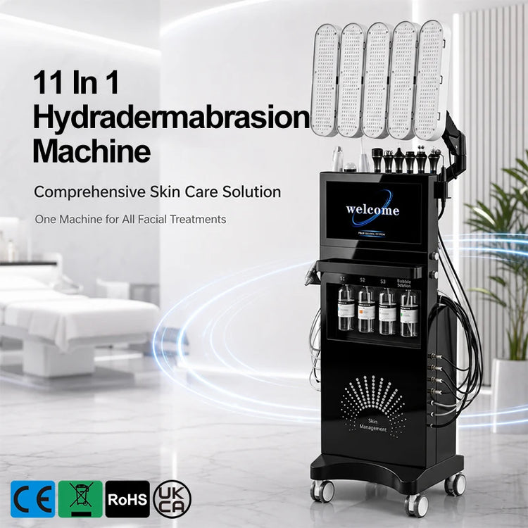 Professional 11 In1 Hydra Dermabrasion Facial Machine LED Phototherapy Skin Rejuvenation Hydro Facial Deep Pore Cleaning RF Lift