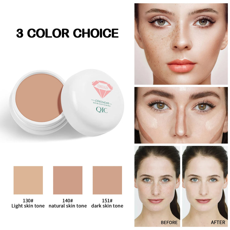QIC Waterproof & Sweatproof Concealer Cream - Tattoo Coverage, Long-Lasting Foundation, Natural, Full Coverage, All Skin Types
