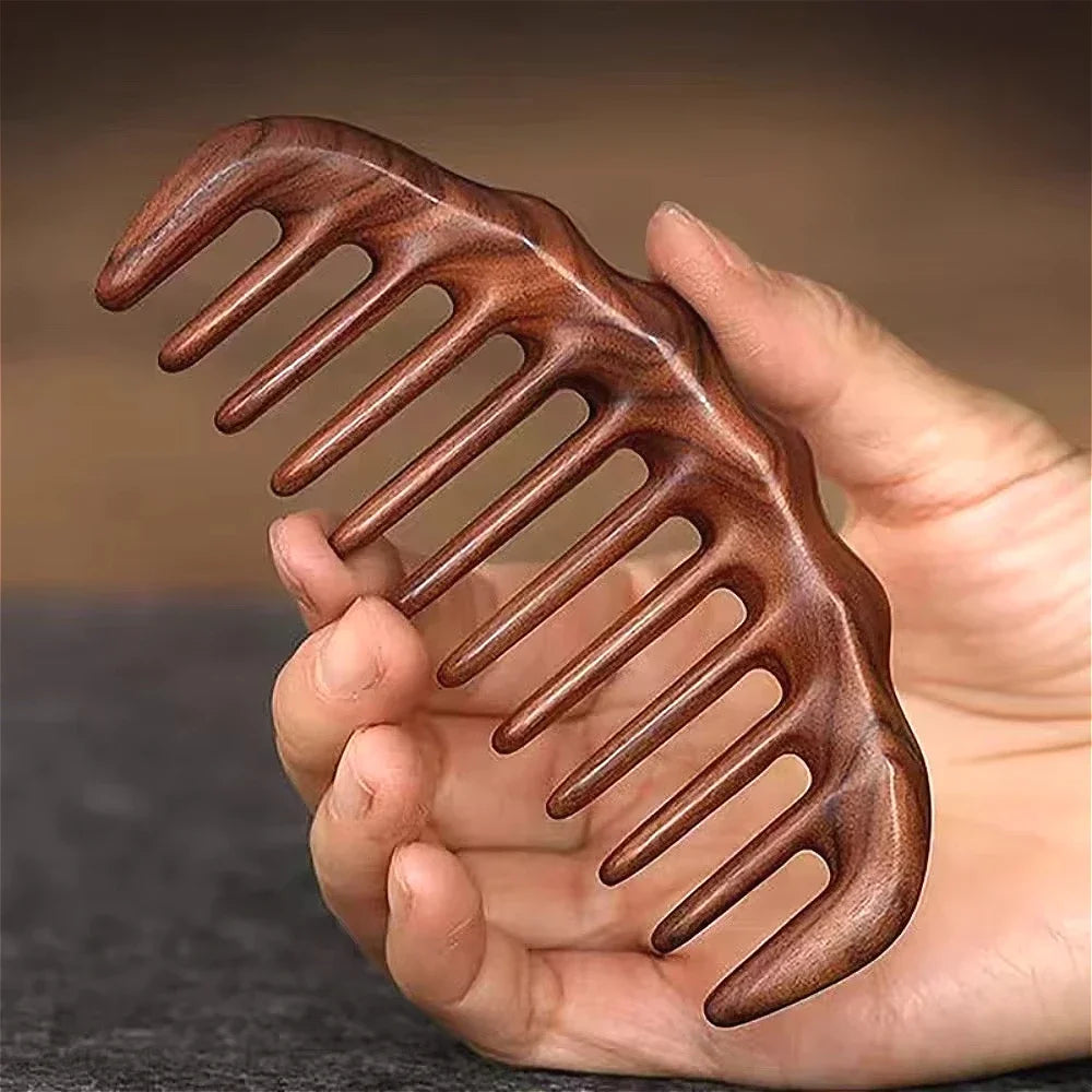 Natural Sandalwood Hair Comb Wide Tooth Detangling Hair Brush Women Wooden Detangle Combs Anti-Static Scalp Massager Hair Care