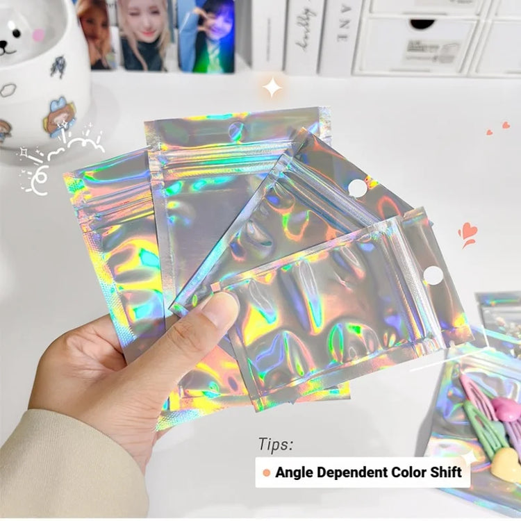 Holographic Resealable Ziplock Mylar Bags For Candy Tea Jewelry And Beauty Item Storage