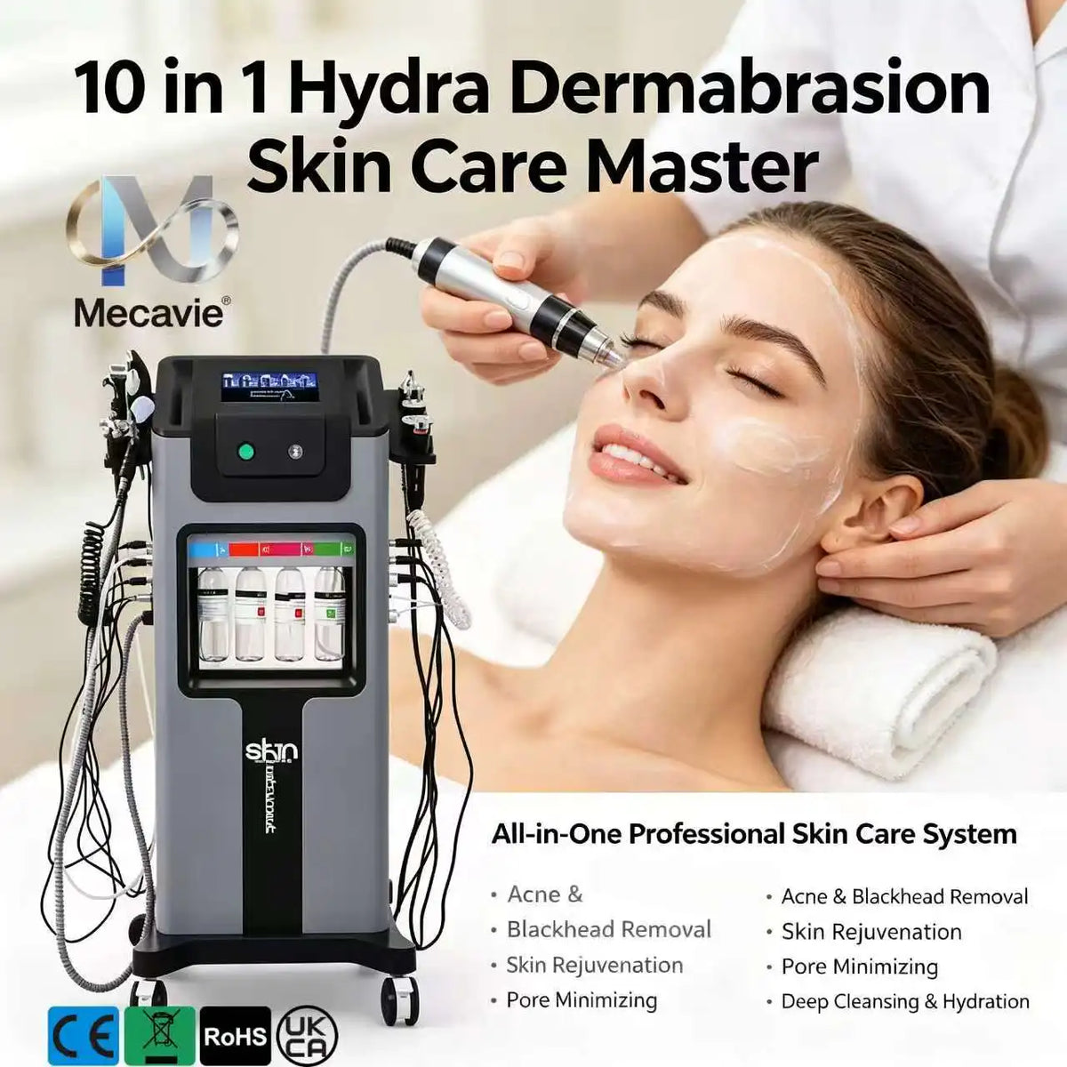10 in 1 Hydra Dermabrasion Skin Care Master All In One Professional Water Oxygen Facial Machine Deep Cleansing Blackhead Removal