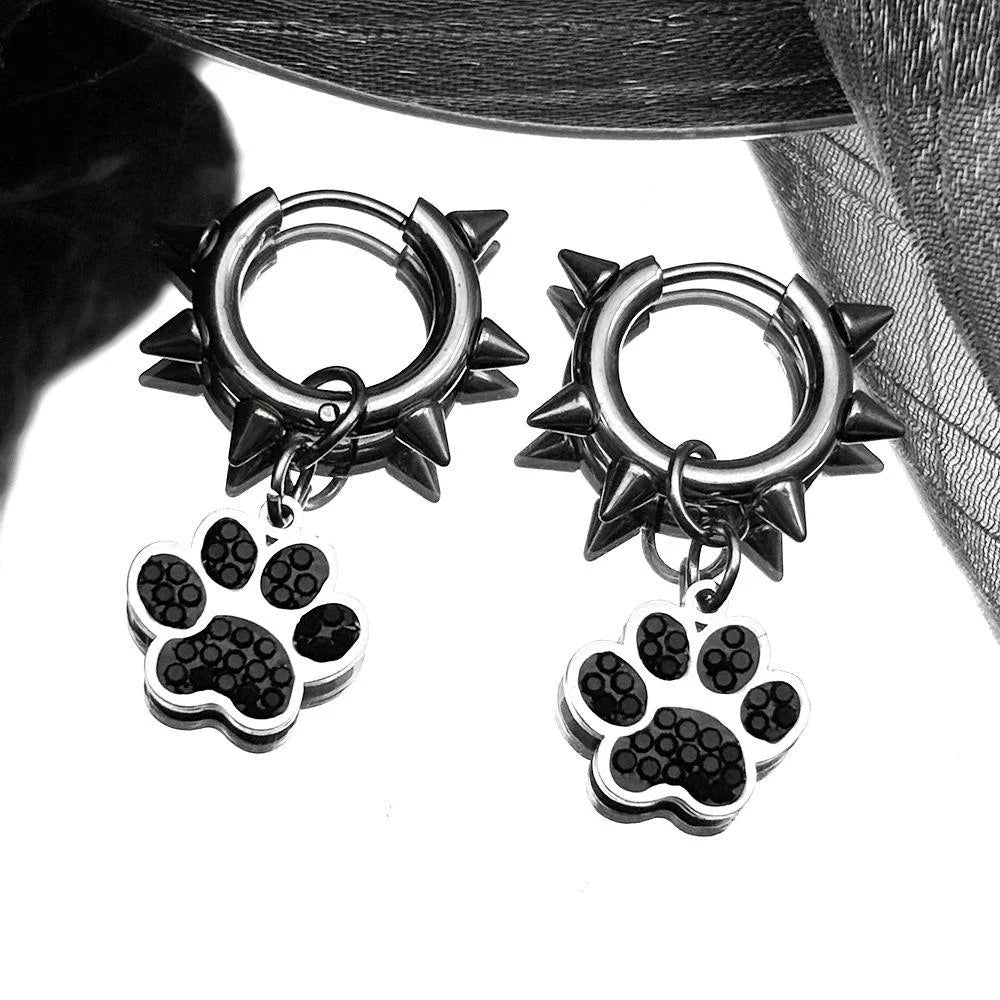 Punk Spike Rivet Hoop Earrings For Women Men Ear Studs Stainless Steel Gothic Hip Hop European and American Earring Jewelry Gift