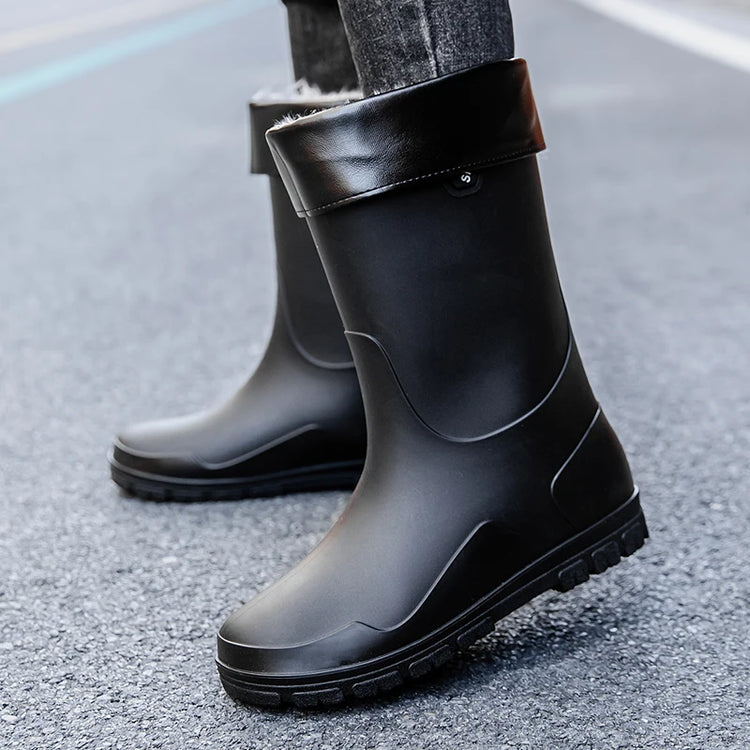German Style Waterproof Rain Boots Men's Anti-Slip High Tube Long Camping Fishing Snake Bite Proof Thickened Rubber Shoes