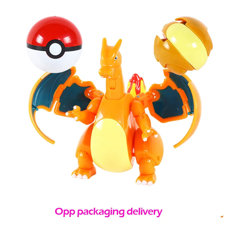 Figure Pokemon Pokeball transform Pikachu Charizard Venusaur Blastoise Mewtwo Gyarados Solgaleo Lunala Eevee poke ball toy gift