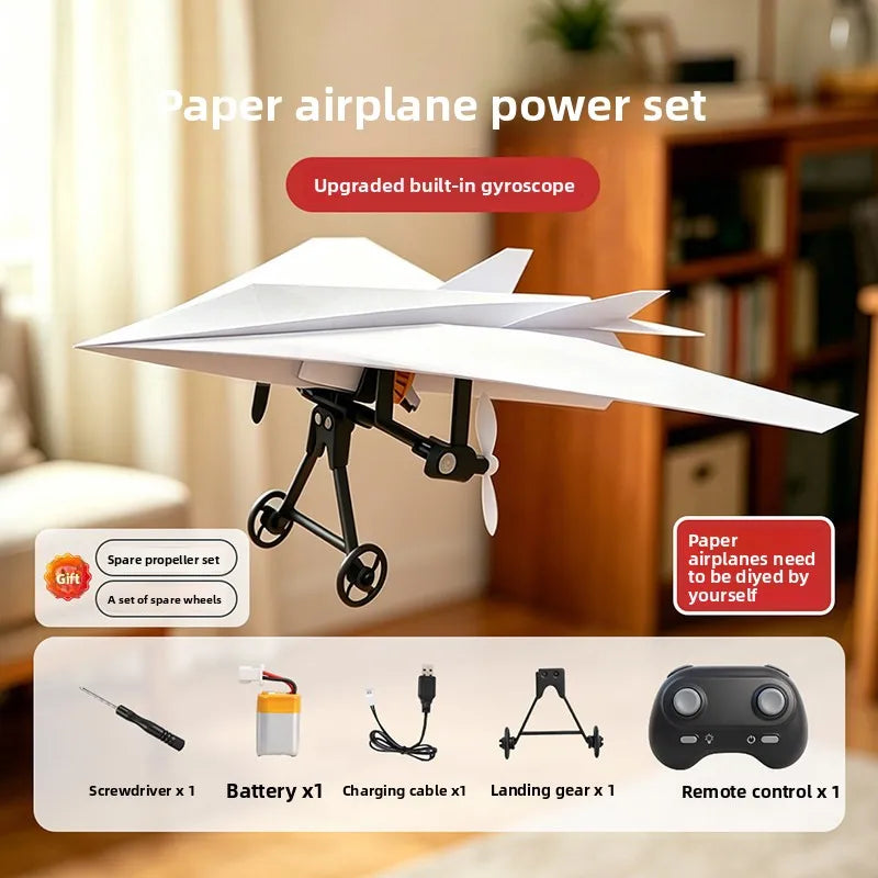 DIY Remote Control Paper Airplane Electric Power Kit Diy Foldable Long Range Stable Flight Ultra Lightweight Plane Outdoor Toy