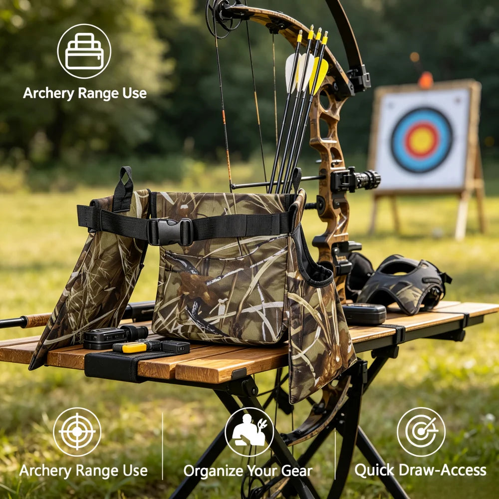 3-in-1 Camo Tactical Hunting Waist Belt Bag , Multi-Pocket Adjustable Outdoor Archery & Hunting Gear Storage Pouch