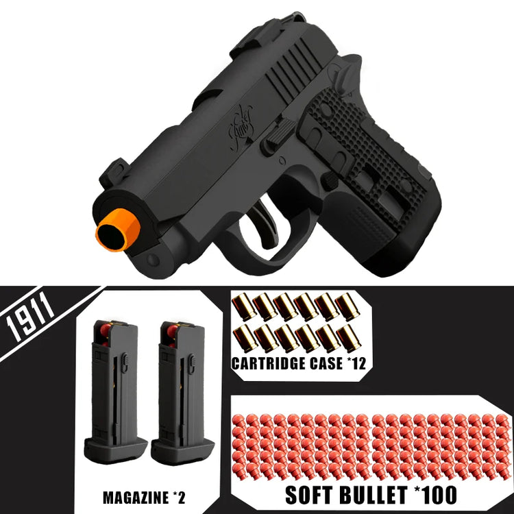 Pocket 1911 New Toy Gun Soft Bullet Gun Pistol [Upgraded Version Of Continuous] Continuous Bullet Change Shell Throwing Revolver