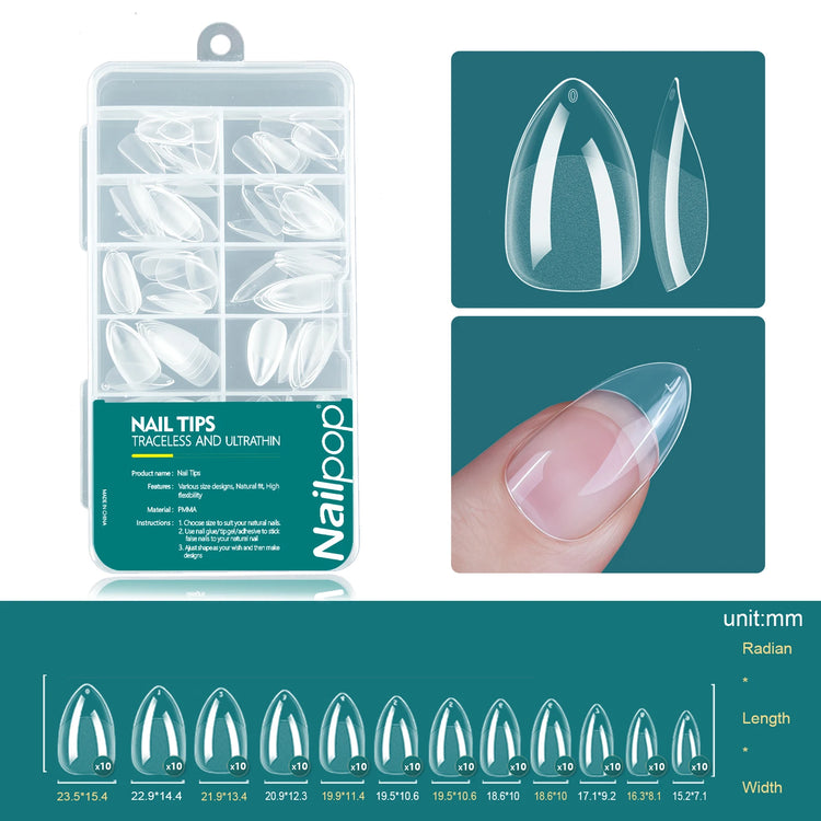 Nailpop 120pcs Acrylic Nails Fake Capsule Short Almond Coffin Square Artificial Nail Extension Soft Gel Tips Accessories Tools