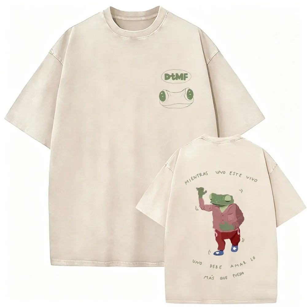 Rapper Bad Bunny Vintage Washed T Shirts Fans Gift Debi Tirar Mas Fotos DTMF Merch T-shirt Men's Women Hip Hop Fashion T-shirts