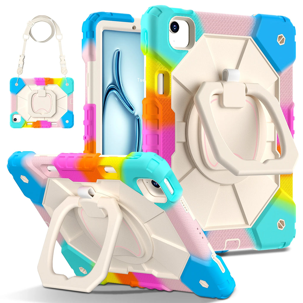 Armor Stand Shockproof Tablet Case For iPad Air 5 Air 6 A16 11th M3 Pro 11 12.9 13 10 Gen 10.5 10.2 9th 8th 6th 5th 9.7 Mini 7 6
