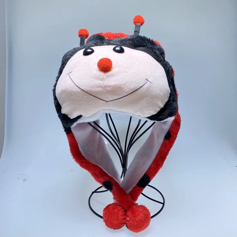 Fashionable Children's Winter Hat Plush Tiger Head Design Scarf Neck Protection Halloween Performance Cap Kids Warm Cozy Hat