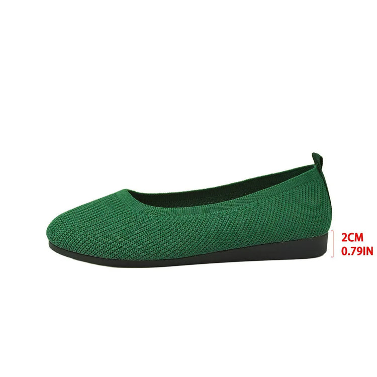 Women Round Toe Knitted Ballet Flats Breathable Slip on Flat Soft Sole Lightweight Casual Daily Walking Loafers Zapatos Mujer
