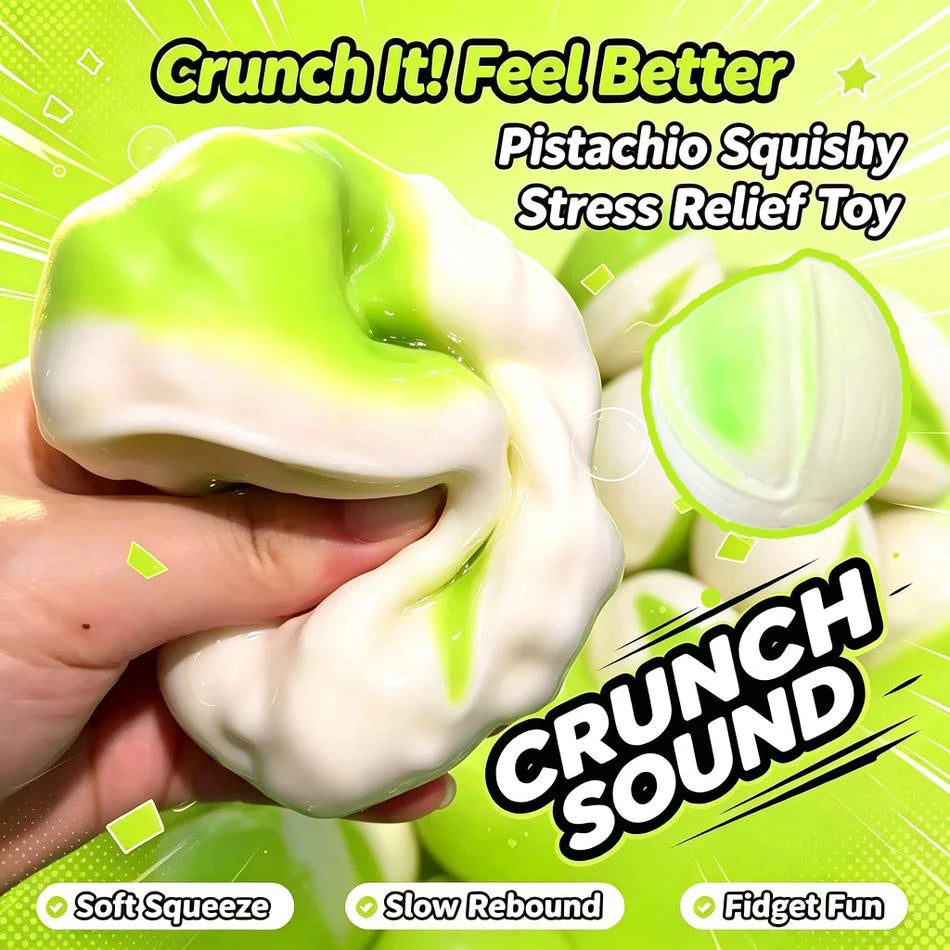 New Pistachio Fidget Squishy Filled ASMR Stress Relief Toy Hand Relaxation Crispy Squeeze Sound Ideal for Gifting Ornament