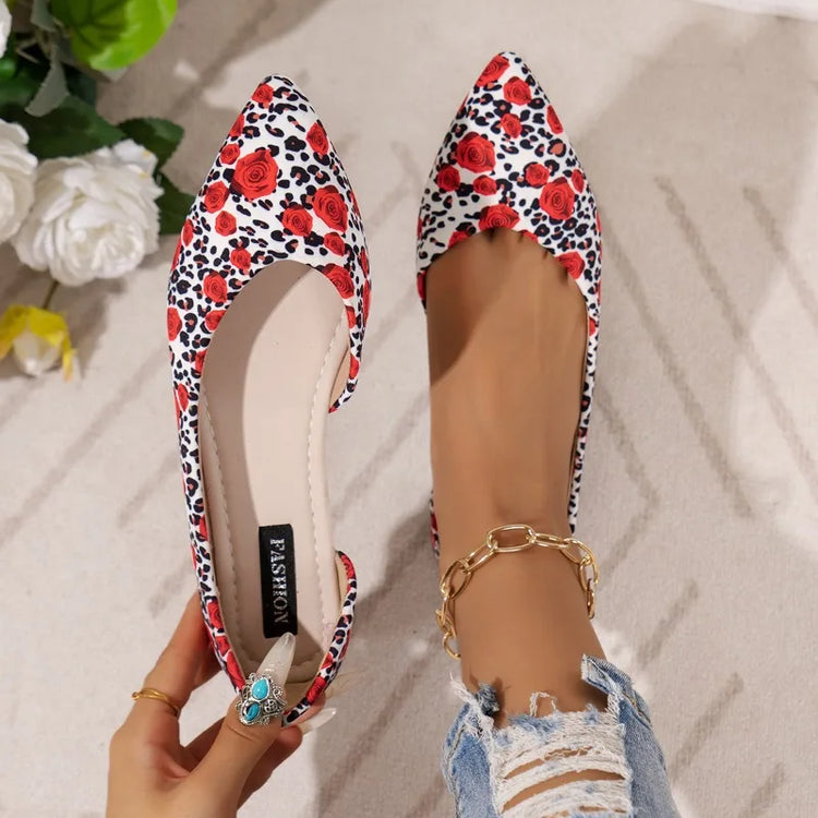 2026 Fashion Simple Style Soft Soled Women's Flats and Loafers Fashion Printed Pointed Toe Shallow Women Shoes Zapatos De Mujer