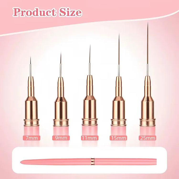 5pcs Nail Art Liner Brush Set UV Gel Nail Brushes Kits French Stripe Line Painting Drawing Flower Pen Professional Manicure Tool