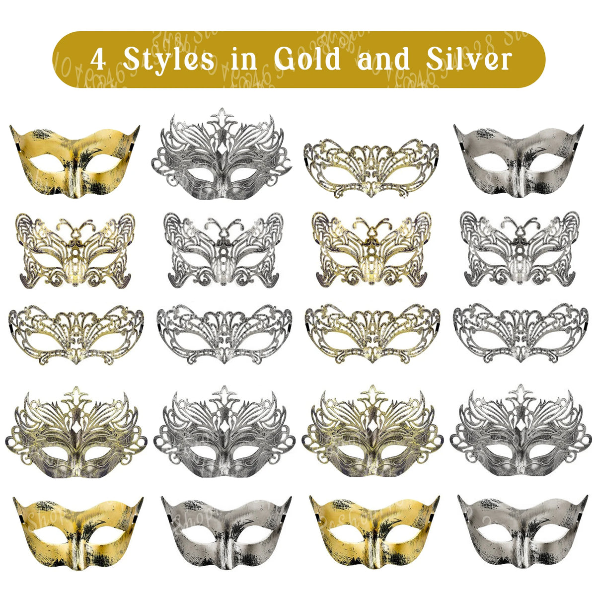 20-120Pcs Masquerade Masks Bulk Venetian Carnival Masks Vintage Antique Party Masks for Women Men Mardi Gras Prom Halloween