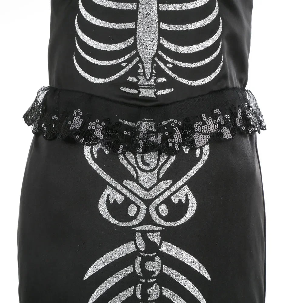 New Skeleton Little Mermaid Halloween Horror Costume Ariel Princess Costume Kids Birthday Party Prom Dress For Girls