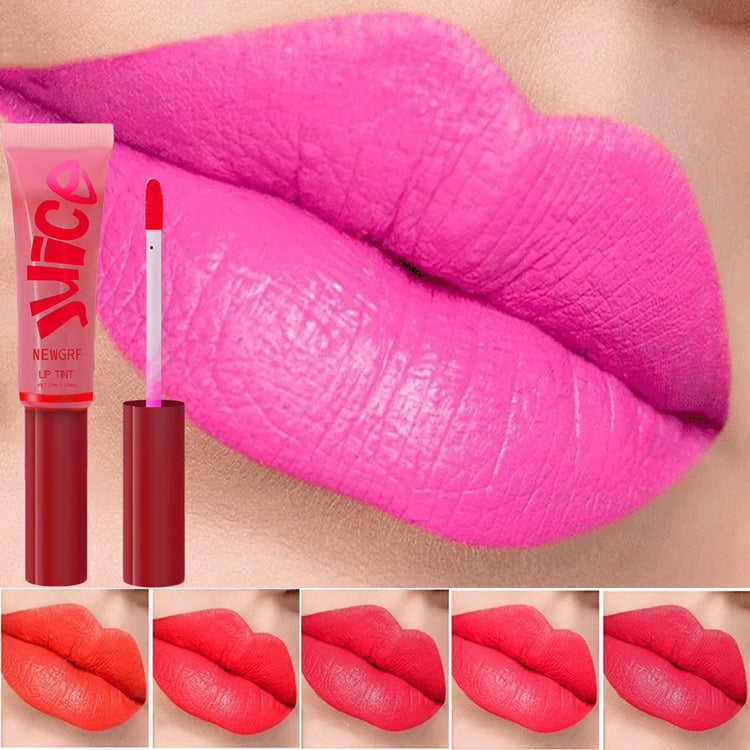 Juice Lip Tint Non-stick Cup Liquid Lipstick and Blush 2 in1 Waterproof Long Lasting Rose Red Lip Stain Makeup Pigment 1Pc
