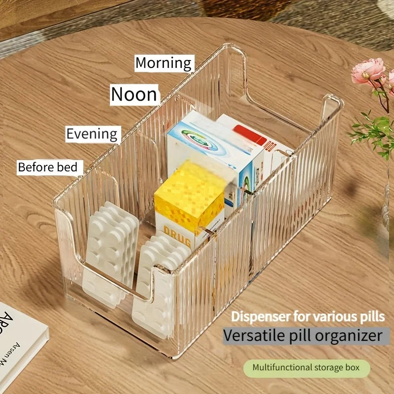 Acrylic Medicine Organizer Tray With Handle For Kitchen Bathroom Countertop Storage And Pill Organization Produce Box Bowl