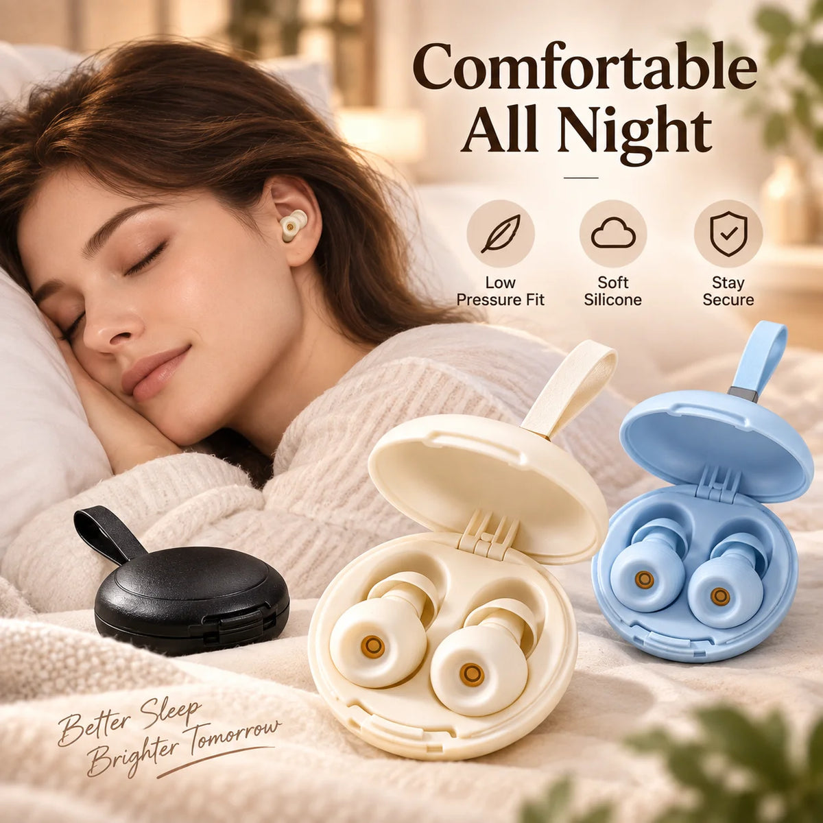 Reusable Silicone Ear Plugs, Soft Noise Reduction Earplugs for Sleeping Work Study Travel Noise Protection