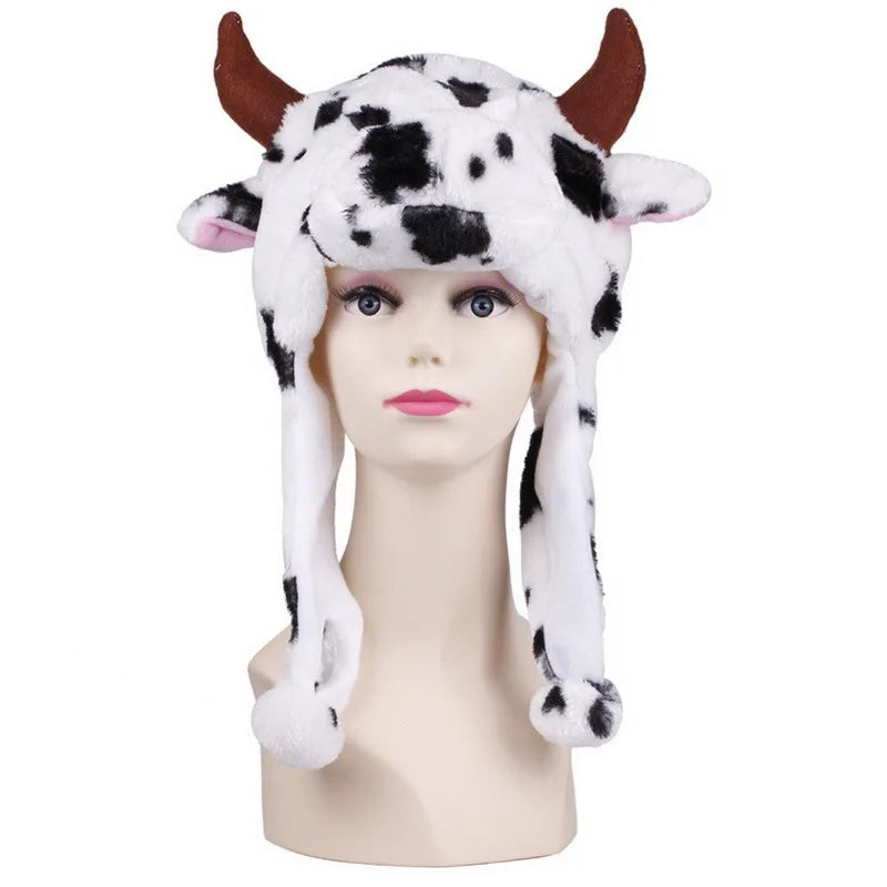 Fashionable Children's Winter Hat Plush Tiger Head Design Scarf Neck Protection Halloween Performance Cap Kids Warm Cozy Hat