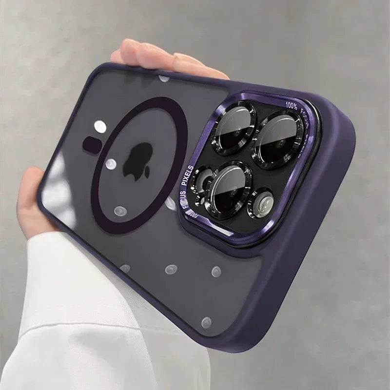 Magnetic Metal Lens Bumper Protector Clear Case For iPhone 17 16 18 15 14 13 12 11 Pro Max Funda Wireless Charge Hard Back Cover