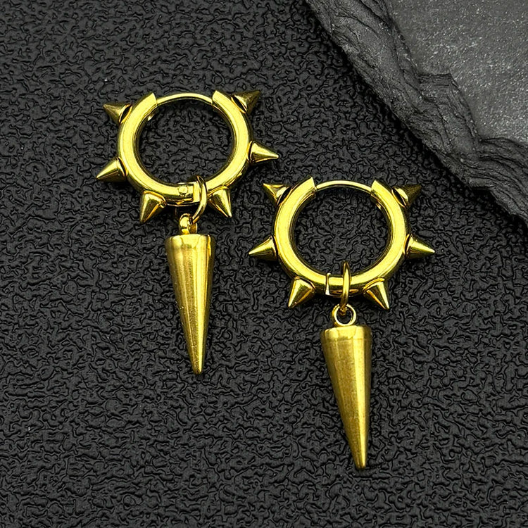 Punk Spike Rivet Hoop Earrings For Women Men Ear Studs Stainless Steel Gothic Hip Hop European and American Earring Jewelry Gift